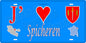 Plaque métal décorative 15 x 30 cm fond mur bleu carte J' ❤️ Spicheren, canton Stiring-Wendel Moselle 57