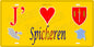 Plaque métal décorative 15 x 30 cm fond mur jaune carte J' ❤️ Spicheren, canton Stiring-Wendel Moselle 57
