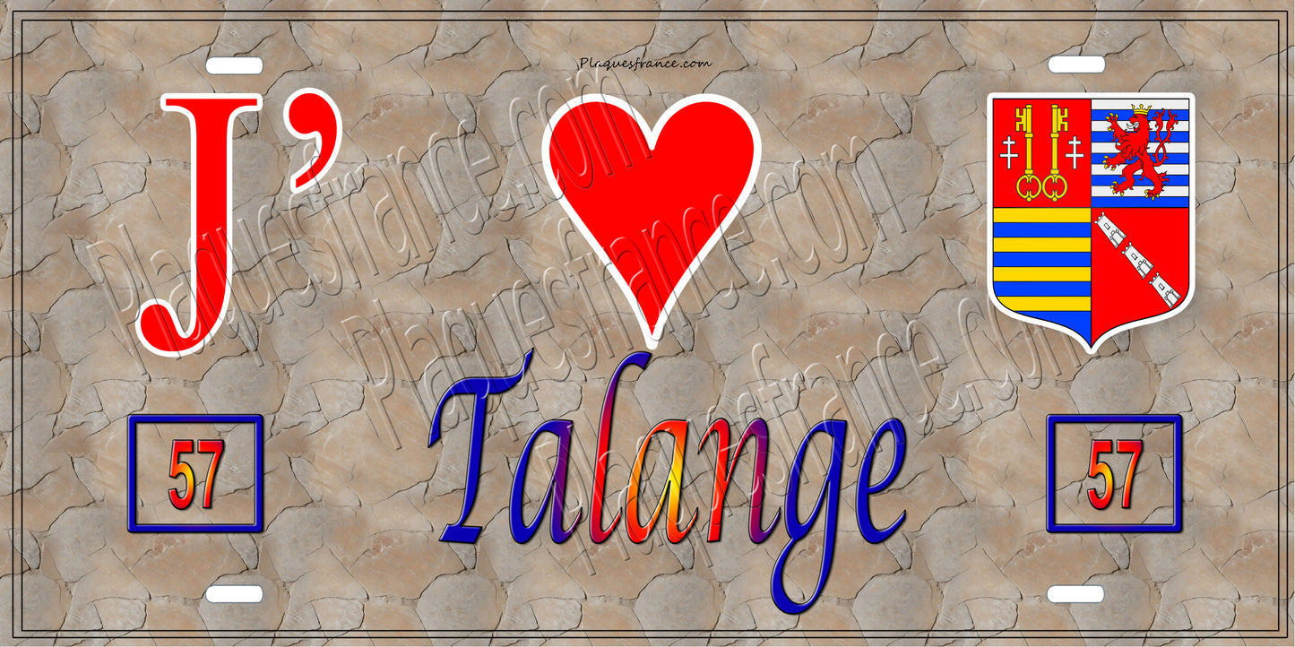 Plaque métal décorative  J' ❤️ Talange, Fond mur antique 57