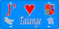 Plaque métal décorative  J' ❤️ Talange, fond mur bleu carte