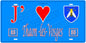 Plaque métal décorative, J' ❤️Thaon les Vosges, fond  mur bleu 88