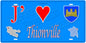Plaque métal décorative 15 x 30 cm fond  mur bleu carte J' ❤️Thionville,57