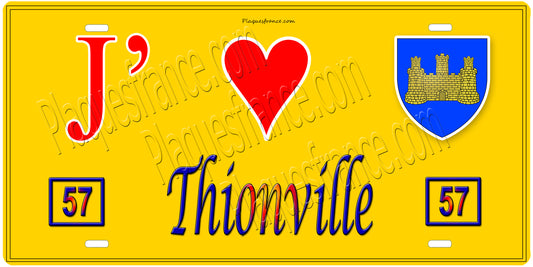 Plaque métal décorative 15 x 30 cm fond  mur jaune 57 J' ❤️Thionville,57