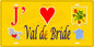 Plaque métal décorative 15 x 30 cm fond jaune carte J' ❤️ Val-de-Bride, canton du Saulnois Moselle 57