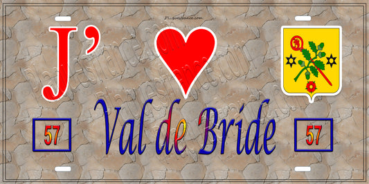 Plaque métal décorative 15 x 30 cm mur antique 57 J' ❤️ Val-de-Bride, canton du Saulnois Moselle 57