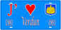 Plaque métal décorative, J' ❤️Verdun, Meuse, fond  mur bleu 55