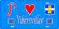 Plaque métal décorative 15 x 30 cm fond bleu 57 J' ❤️Vibersviller, canton du Saulnois Moselle 57