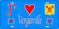 Plaque métal décorative 15 x 30 cm fond bleu 57 J' ❤️Vergaville, canton du Saulnois Moselle 57