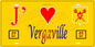 Plaque métal décorative 15 x 30 cm fond jaune 57 J' ❤️ Vergaville, canton du Saulnois Moselle 57