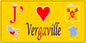 Plaque métal décorative 15 x 30 cm fond jaune carte J' ❤️ Vergaville, canton du Saulnois Moselle 57