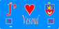 Plaque métal décorative, J' ❤️Vesoul, fond  mur bleu 70