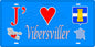 Plaque métal décorative 15 x 30 cm fond bleu carte J' ❤️ Vibersviller, canton du Saulnois Moselle 57