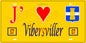 Plaque métal décorative 15 x 30 cm fond jaune 57 J' ❤️ Vibersviller, canton du Saulnois Moselle 57