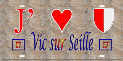 Plaque métal décorative 15 x 30 cm mur antique 57 J' ❤️ Vic-sur-Seille, canton du Saulnois Moselle 57
