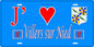 Plaque métal décorative 15 x 30 cm fond bleu 57 J' ❤️Villers sur Nied, canton du Saulnois Moselle 57