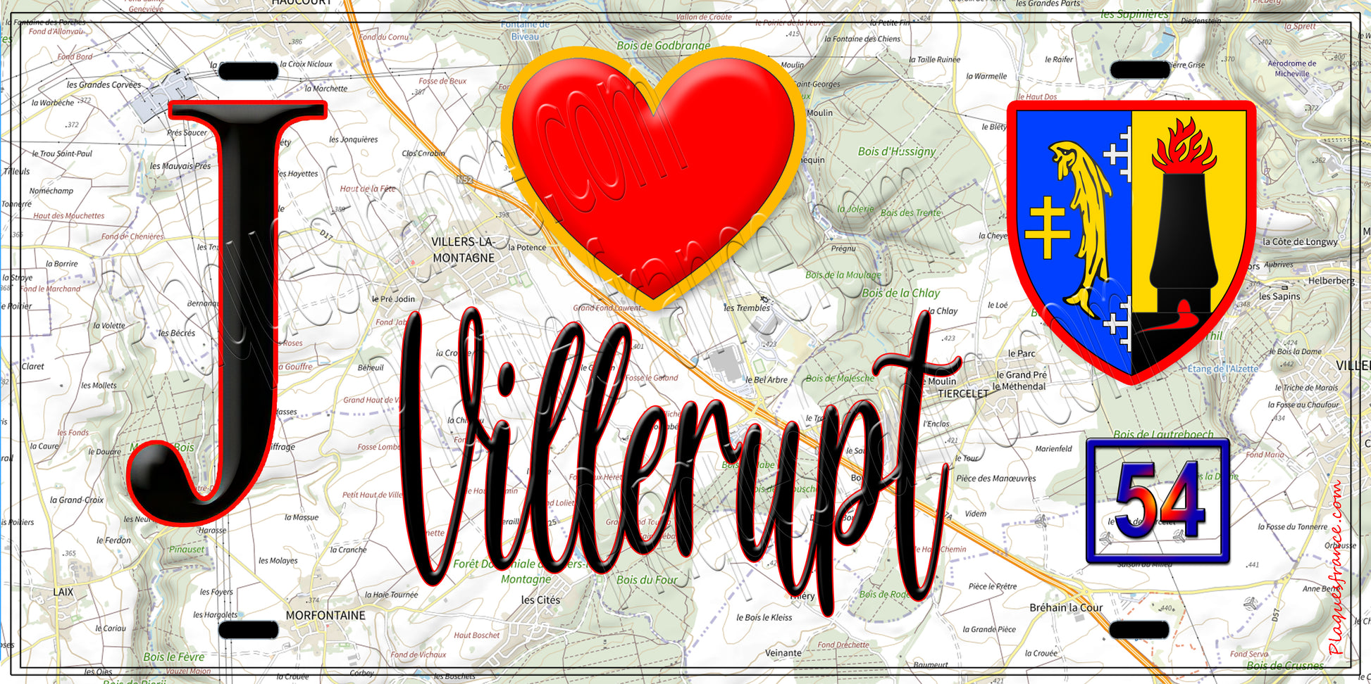 Plaque métal décorative  J' ❤️ Villerupt, Meurthe et Moselle (54)