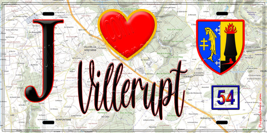 Plaque métal décorative  J' ❤️ Villerupt, Meurthe et Moselle (54)