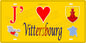 Plaque métal décorative 15 x 30 cm fond jaune carte J'❤️ Vittersbourg, canton du Saulnois Moselle 57