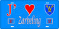 Plaque métal décorative 15 x 30 cm fond bleu 57 J' ❤️Zarbeling, canton du Saulnois Moselle 57