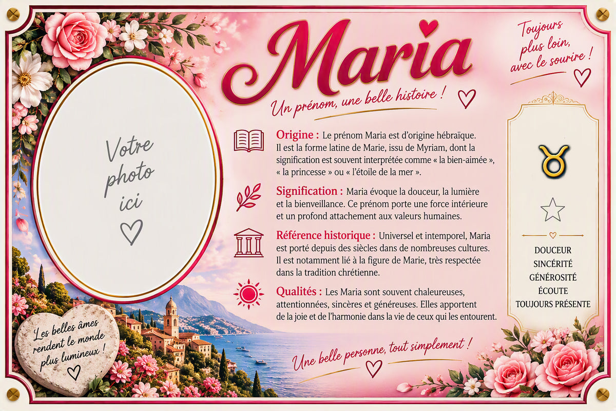 Plaque métal décorative, Maria Gaelle