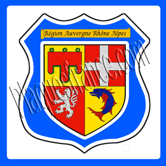 Plaque métal décorative modèle écusson blason Auvergne Rhône Alpes