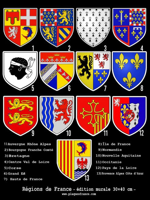 Plaque métal décorative Collector : les blasons de nos régions