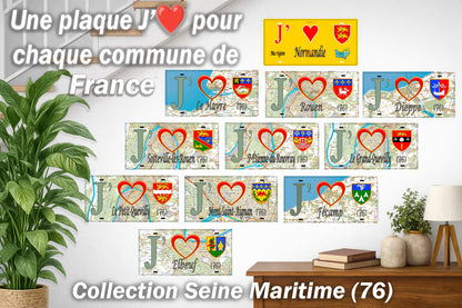 Plaque métal décorative 20X30 co J' ❤️ Les Ifs, Seine Maritime (76)