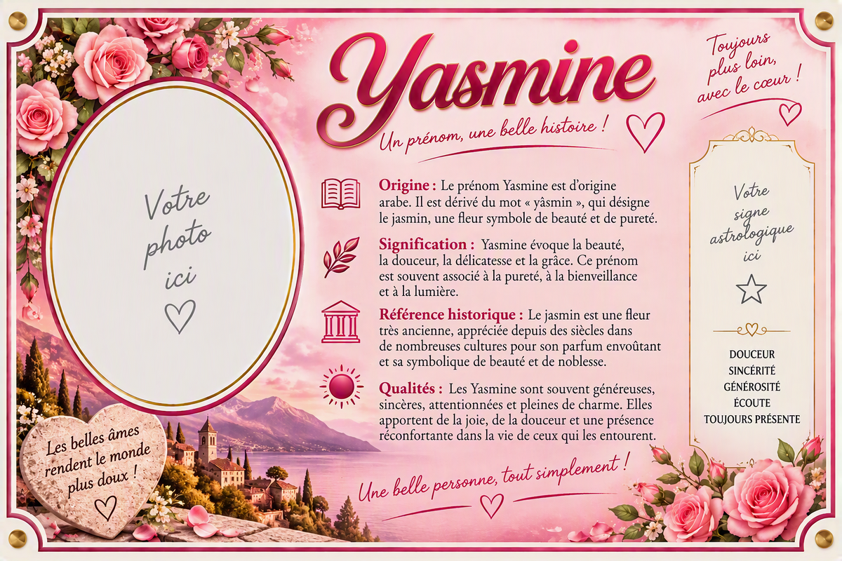 Plaque métal décorative, Yasmine