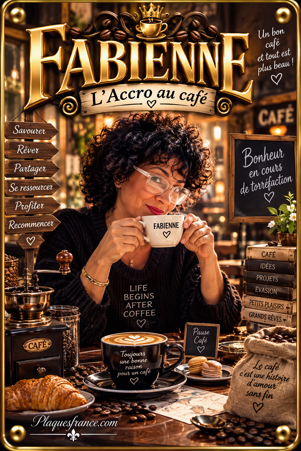 Plaque métal décorative, Fabienne L'Accroc au café