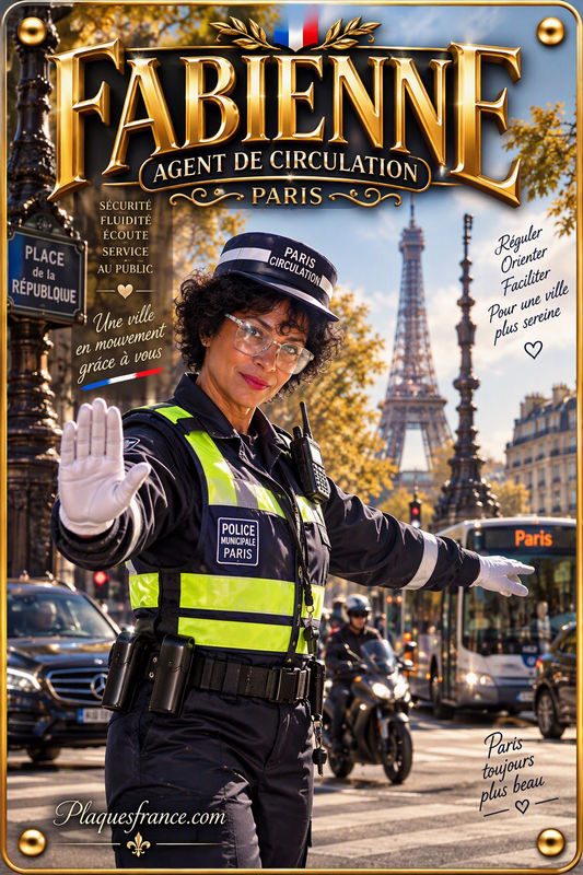 Plaque métal décorative, Fabienne Agent de circulation