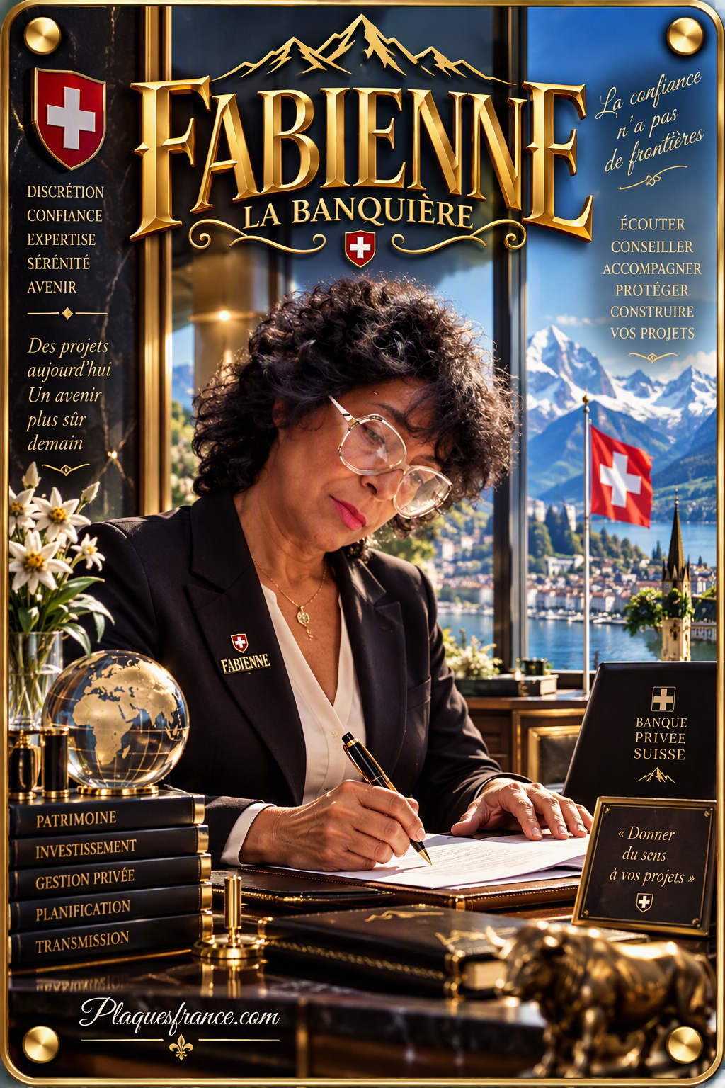 Plaque métal décorative, Fabienne La Banquière