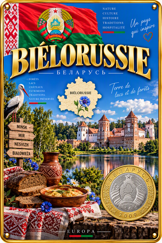 Plaque métal décorative 20 cm x 30 cm J' ❤️la Biélorussie