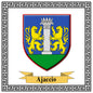 Plaque métal décorative carrée 30 x 30 cm fond blanc blason Ajaccio Corse du Sud