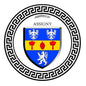 Plaque métal décorative  ronde blanche, blason Assigny (76)