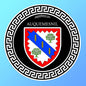 Plaque métal décorative ronde noire blason Auquemesnil, Seine Maritime (76)