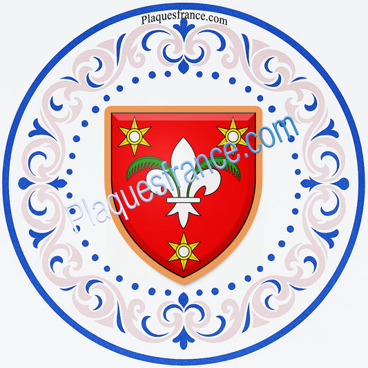 Plaque métal décorative assiette aile lys, blason Amanvillers, Moselle