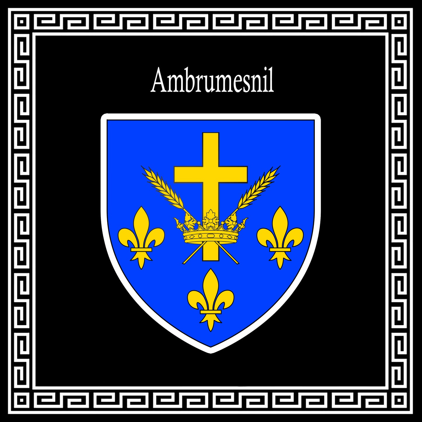 Plaque métal décorative 30 x 30 cm carrée noir Ambrumesnil, Seine Maritime (76)