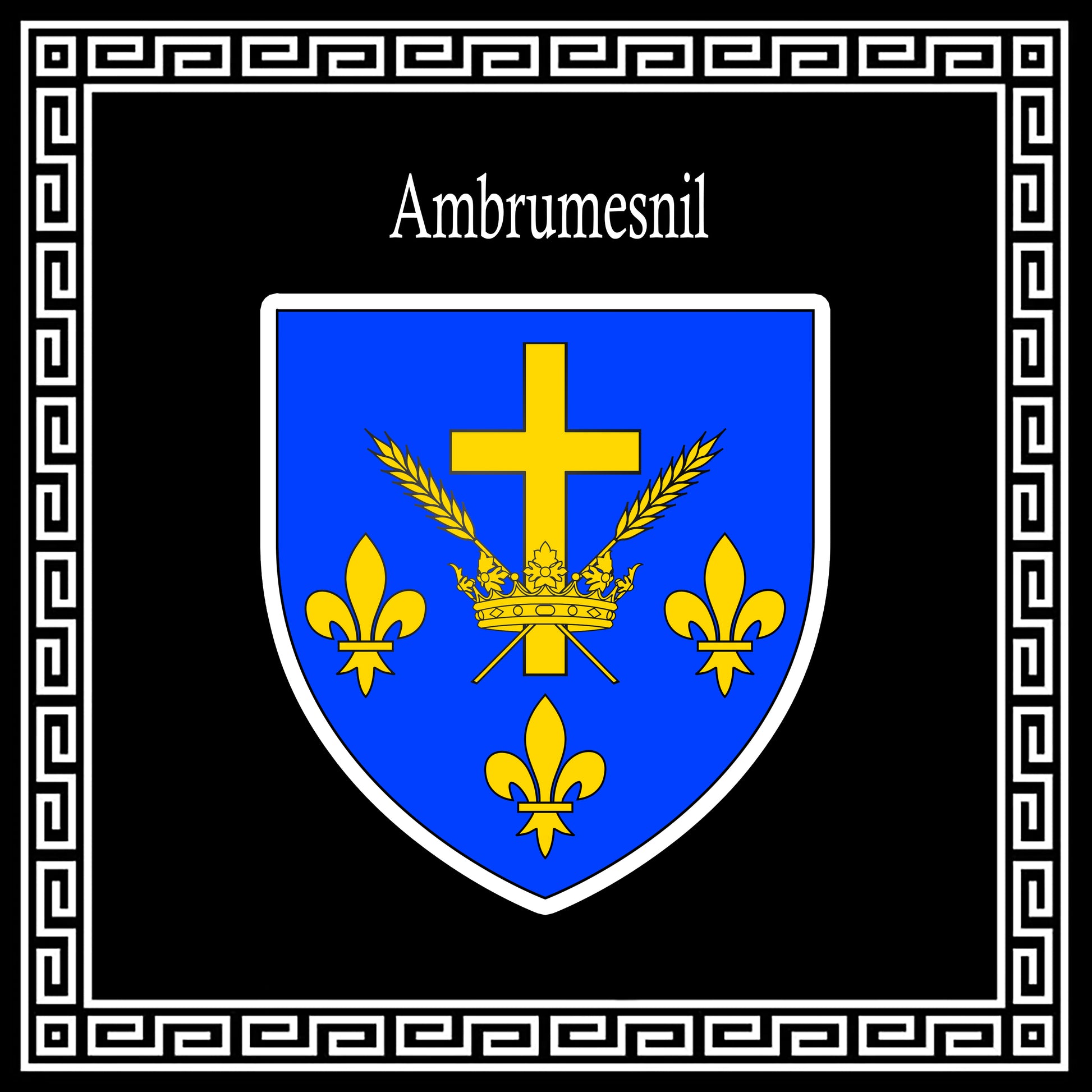 Plaque métal décorative 30 x 30 cm carrée noire Ambrumesnil, Seine Maritime (76)
