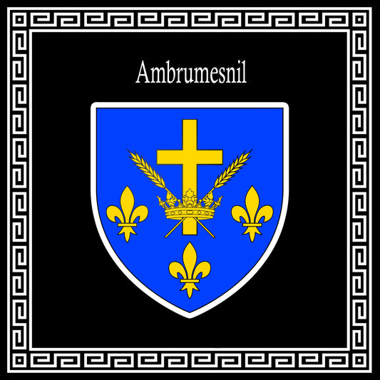 Plaque métal décorative 30 x 30 cm carrée noire Ambrumesnil, Seine Maritime (76)