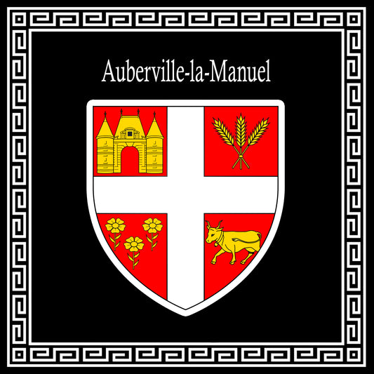 Plaque métal décorative carrée noire 30 cm X 30  cm J' ❤️ Auberville-la-Manuel, Seine Maritime (76)