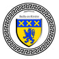 Plaque métal décorative  ronde Ø 30cm blanche, blason Bailly-en-Rivière, Seine Maritime (76)