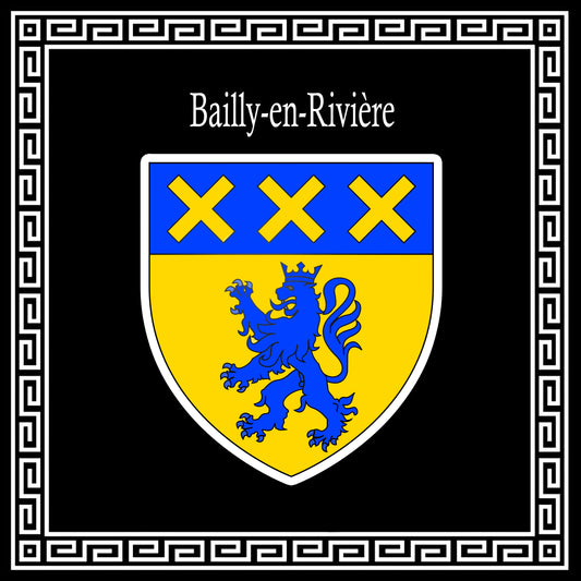 Plaque métal décorative carrée 30x30cm noire blason Bailly-en-Rivière, Seine Maritime (76)