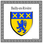 Plaque métal décorative carrée 30x30cm blanche blason Bailly-en-Rivière, Seine Maritime (76)