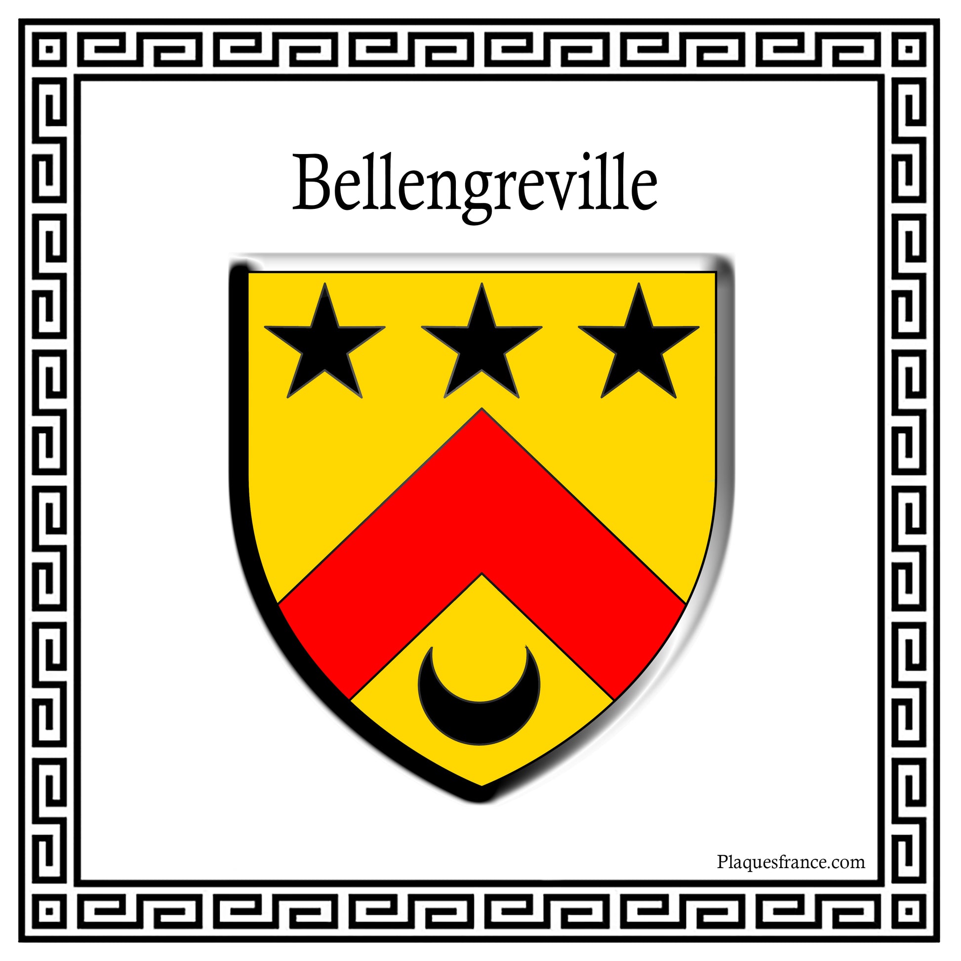 Plaque métal décorative carrée 30x30cm blanche blason Bellengreville, Seine Maritime (76)