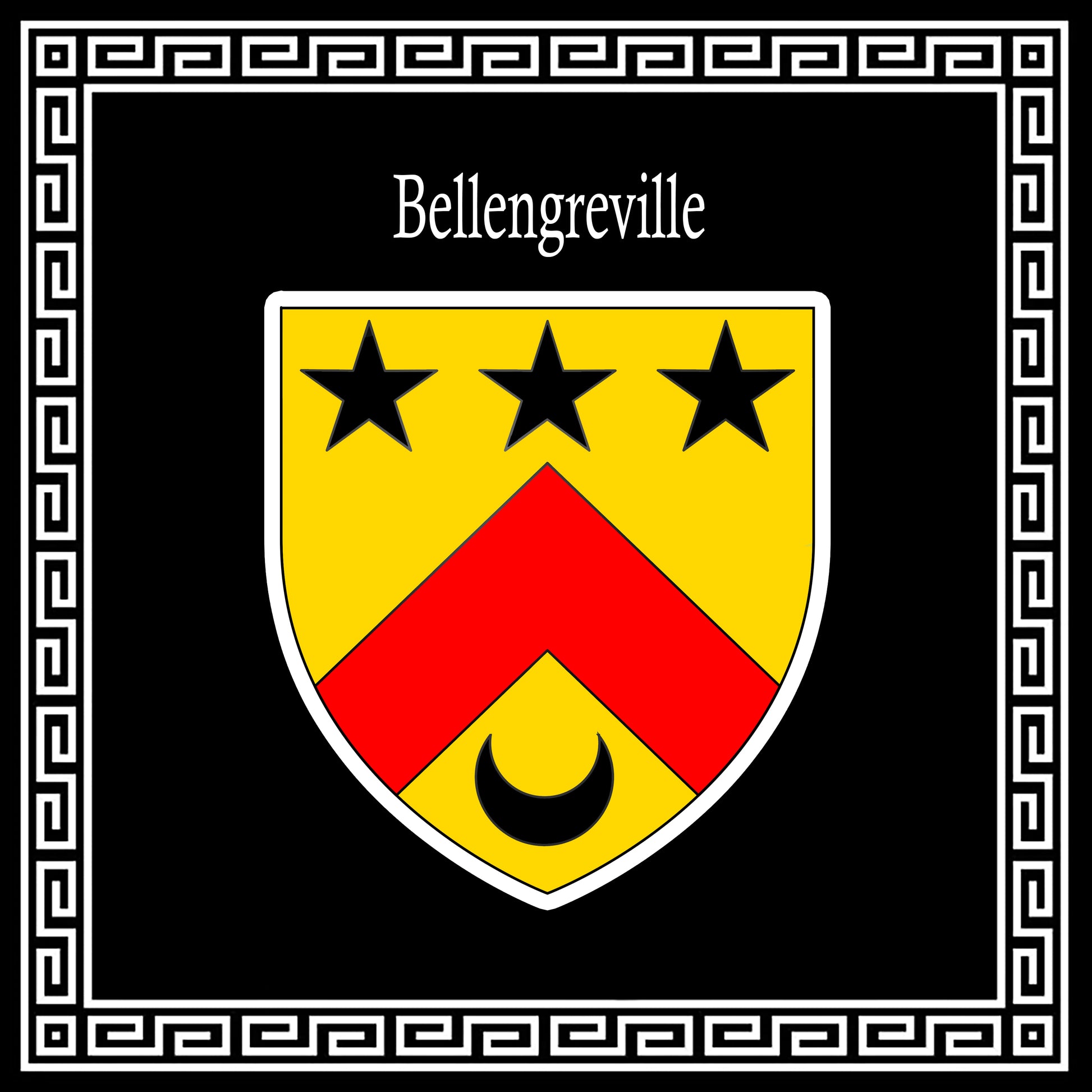 Plaque métal décorative carrée 30x30cm noire blason Bellengreville, Seine Maritime (76)