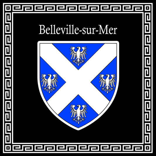 Plaque métal décorative carrée noire blason Belleville-sur-Mer, Seine Maritime (76)