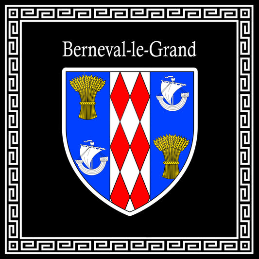 Plaque métal décorative carrée noire blason Berneval-le-Grand, Seine Maritime (76)