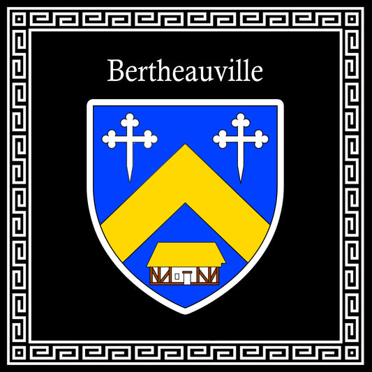 Plaque métal décorative carrée noire 30 cm X 30 cm blason Bertheauville, Seine Maritime (76)