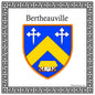 Plaque métal décorative carrée blanche 30 cm X 30 cm blason Bertheauville, Seine Maritime (76)