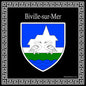 Plaque métal décorative carrée noire blason Biville-sur-Mer, Seine Maritime (76)